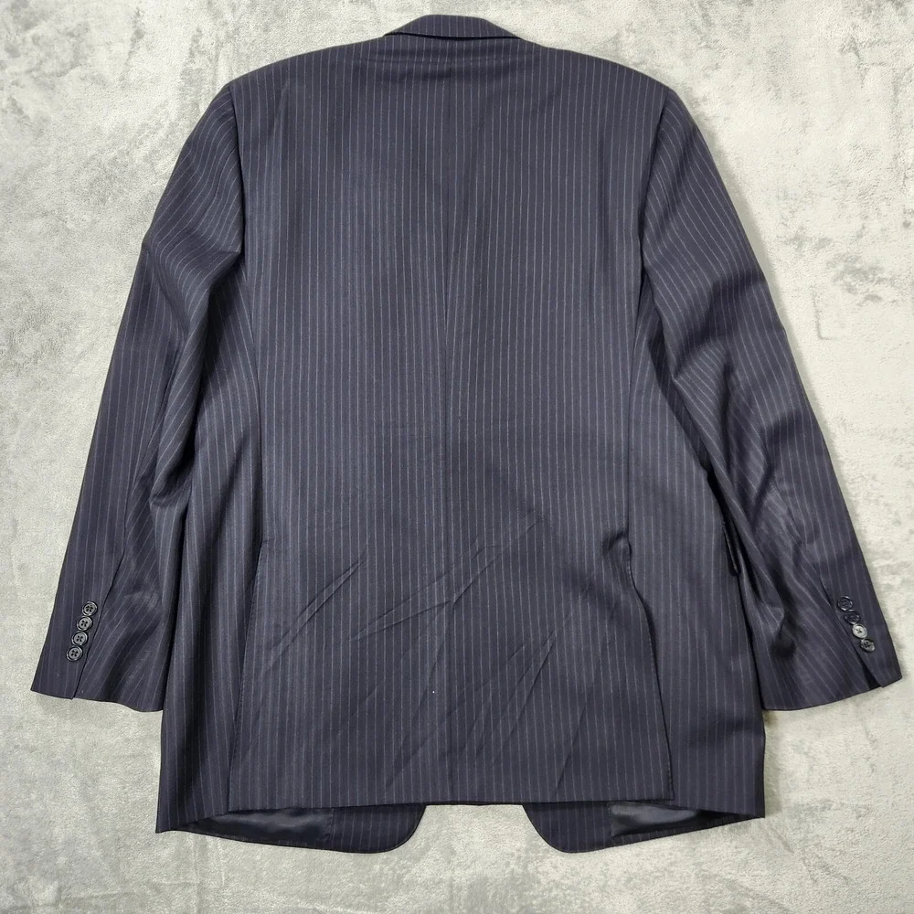 Canali Blazer‎ Mens 44 Made in Italy Blue Pinstripe Wool 2-Button Suit Jacket